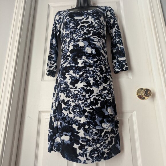 INC international concepts Navy and white floral dress - small - Picture 3 of 7